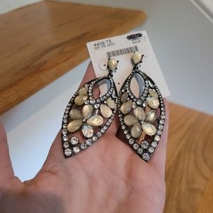 NEW Large Earrings with Ivory Stones & Rhinestones